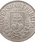 1941 20 Korun Slovakia Coin Silver St. Cyril and St. Methodius