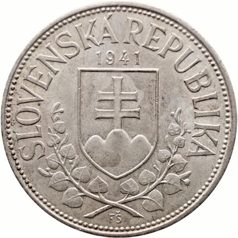 1941 20 Korun Slovakia Coin Silver St. Cyril and St. Methodius