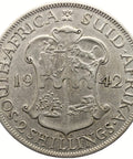 1942 2 Shillings South Africa Coin George VI Silver