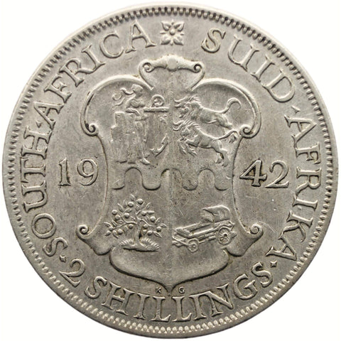 1942 2 Shillings South Africa Coin George VI Silver