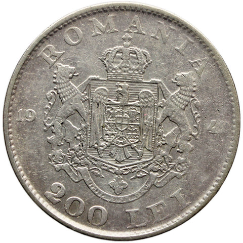 1942 200 Lei Romania Coin Mihai I Silver