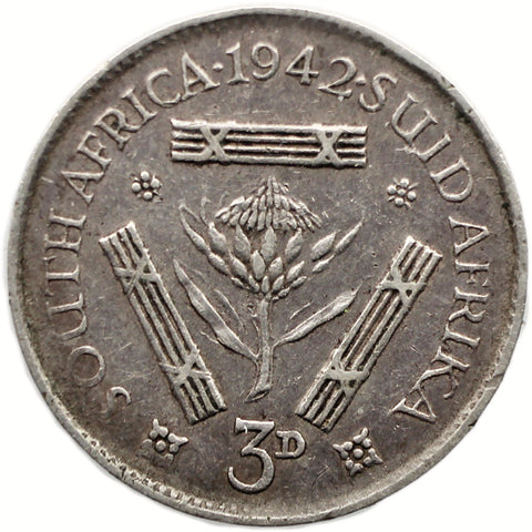 1942 3 Pence South Africa Coin George VI Silver