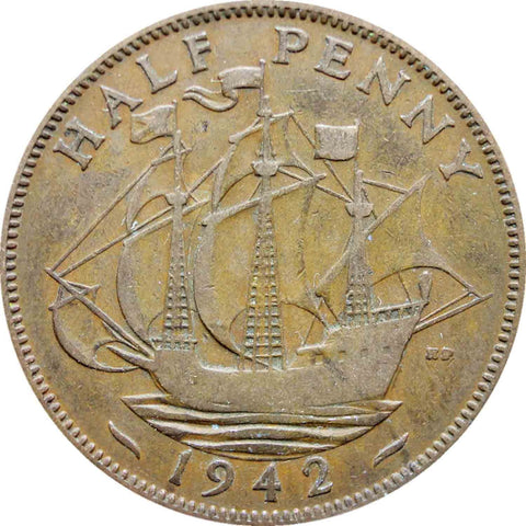 1942 Half Penny George VI Coin
