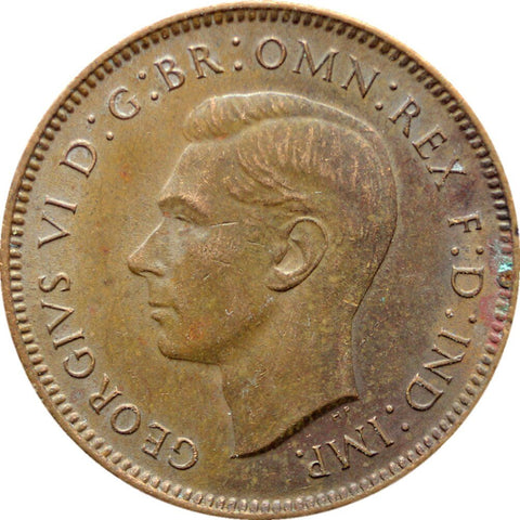 1943 1 Farthing George VI with IND IMP British Coin