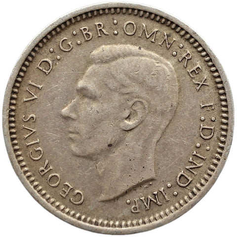 1943 3 Pence Australia Coin George VI Silver