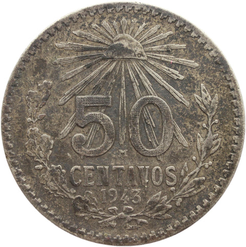 1943 50 Centavos Mexico Coin Silver