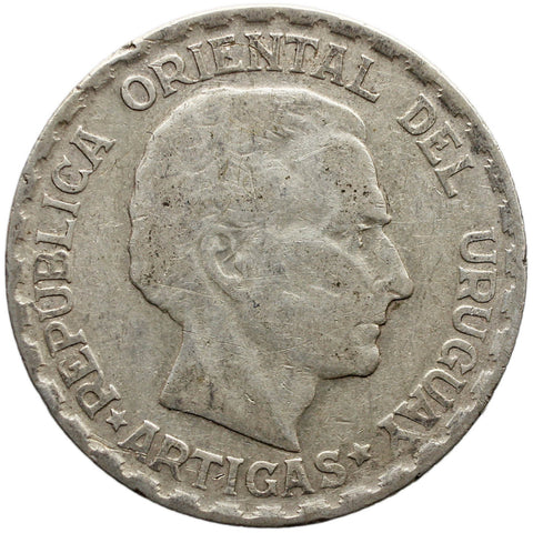 1943 50 Centavos Uruguay Coin Silver Santiago Mint