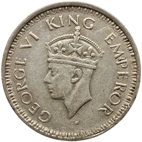 1943 Quarter Rupee British India Coin George VI Silver