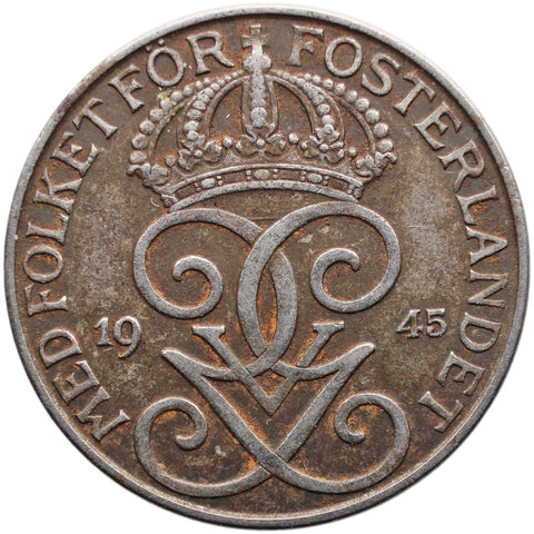 1945 5 Öre Sweden Coin Gustaf V Iron