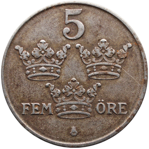 1945 5 Öre Sweden Coin Gustaf V Iron