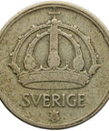 1945 G 25 Öre Sweden Coin Gustaf V Silver