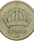 1945 G 50 Öre Sweden Coin Gustaf V Silver