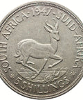 1947 5 Shillings South Africa Coin George VI Silver Crown