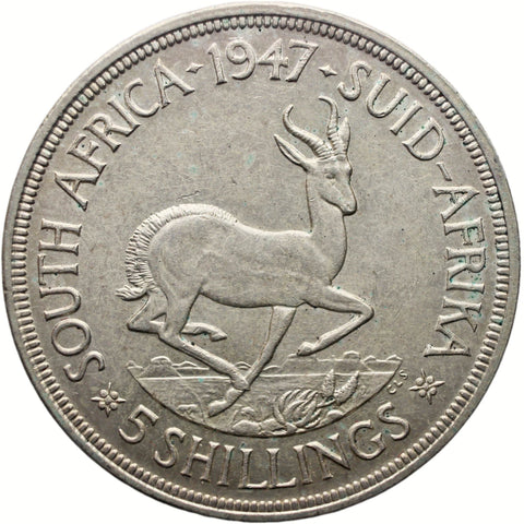 1947 5 Shillings South Africa Coin George VI Silver Crown