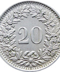 1947 Switzerland 20 Rappen Coin
