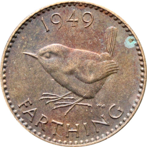 1949 1 Farthing George VI without IND IMP British Coin