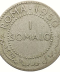 1950 1 Somalo Somalia Coin Roma Mint