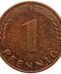 1950 One Pfennig Germany - Federal Republic Coin Karlsruhe Mint
