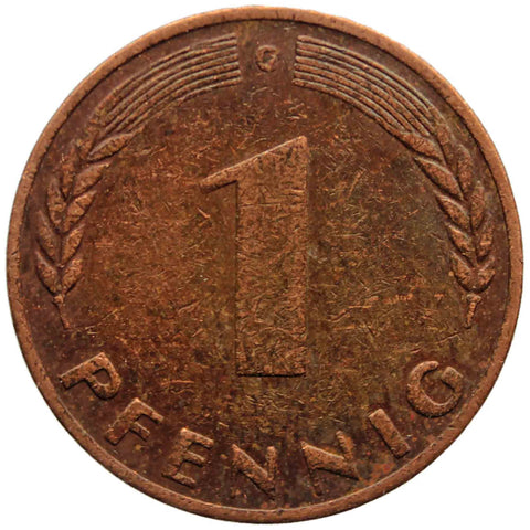 1950 One Pfennig Germany - Federal Republic Coin Karlsruhe Mint