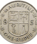 1951 One Rupee Mauritius Coin George VI