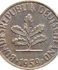 1959 J 2 Pfennig Germany - Federal Republic Coin Hamburg Mint