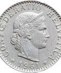 1961 20 Rappen Switzerland Coin
