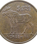1961 5 Øre Norway Olav V Coin
