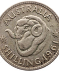 1961 Shilling Australia Coin Elizabeth II Melbourne Mint Silver