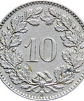 1962 10 Rappen Coin Switzerland Coins Europe Numismatic Old Money Collectible