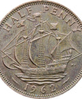 1962 Half Penny Elizabeth II Coin 1st portrait
