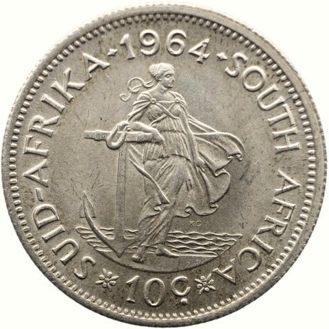 1964 10 Cents South Africa Coin Silver