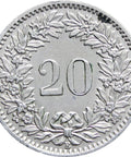 1965 20 Rappen Switzerland Coin