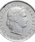 1965 20 Rappen Switzerland Coin