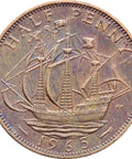 1965 Half Penny Elizabeth II Coin 1st portrait