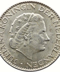 1965 One Gulden Netherlands Coin Juliana Silver