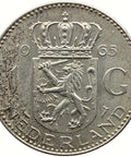 1965 One Gulden Netherlands Coin Juliana Silver