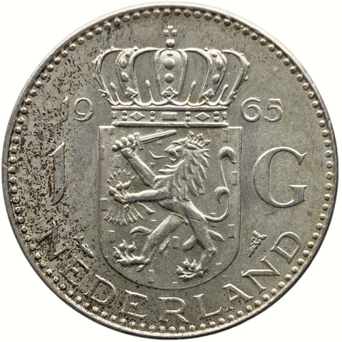 1965 One Gulden Netherlands Coin Juliana Silver