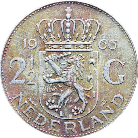 1966 2 and half Gulden Netherlands Juliana Silver Coin