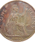 1966 One Penny Elizabeth II Coin 1st portrait