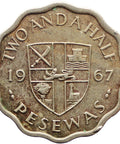 1967 2 and Half Pesewas Ghana Coin Africa Coins Cacao Fruits