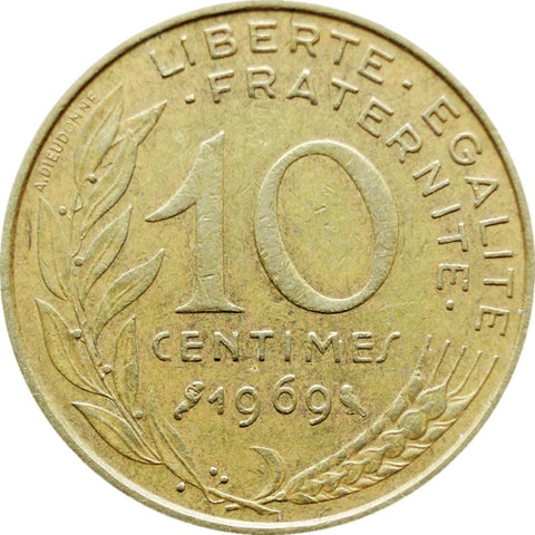 1969 France 10 Centimes Coin Marianne