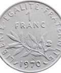 1970 One Franc France Coin