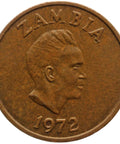 1972 1 Ngwee Zambia Coin President Kenneth Kaunda
