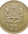 1974 - 1394 20 Santima Morocco Centimes Hassan II Coin