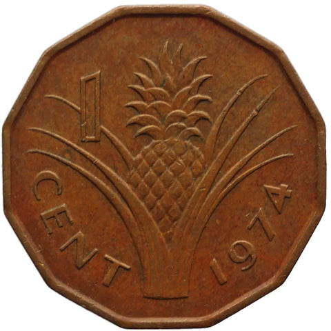 1974 One Cents Swaziland King Sobhuza II Coin