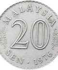 1976 20 Sen Malaysia Coin