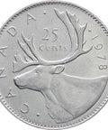 1978 25 Cents Canada Elizabeth II Coin Larger Denticles