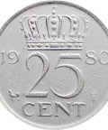 1980 25 Cent Netherlands Juliana Coin