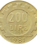 1981 200 Lire Italy Coin