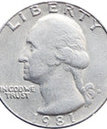 1981 D Quarter Dollar Washington United States Coin